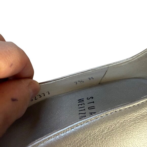 Stuart Weitzman Womens Silver Peep Toe High Heel Pumps Size 7.5 - Picture 6 of 7